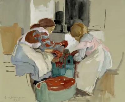 Two Girls Dyeing Fabric