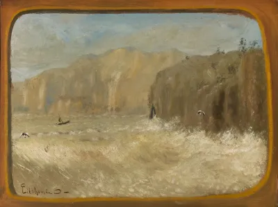 Two Gulls And Cliffs