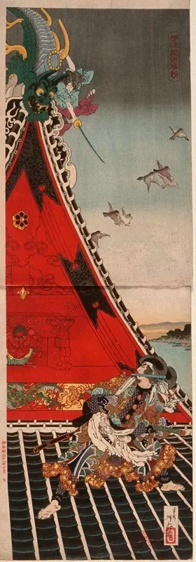 Two Heroes Fighting Atop Horyukaku