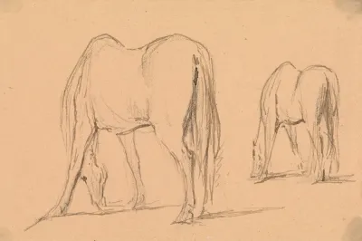 Two Horses Feeding