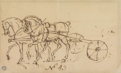 Two Horses Trotting In Harness