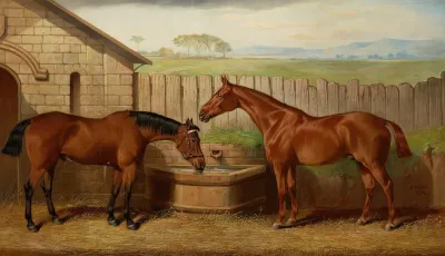 Two Hunters At A Water Trough
