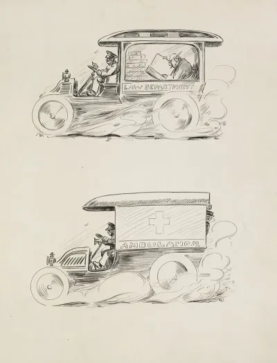 Two Images Of A Vehicle In The First It Is A Law Department In The Second It Is An Ambulance