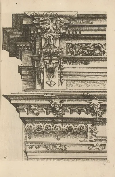 Two Ionic Capitals Decorated With Mascarons Rosettes And Foliage