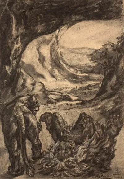 Two Lions In A Cave 3