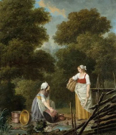 Two Maid Servants At A Brook