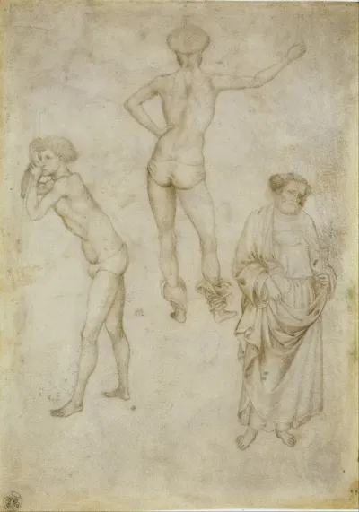 Two Male Figure Studies And St Peter