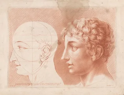 Two Male Heads In Profile One In Schematic View