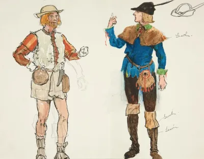 Two Men Costume Sketch For Henry Irvings Planned Production Of King Richard Ii