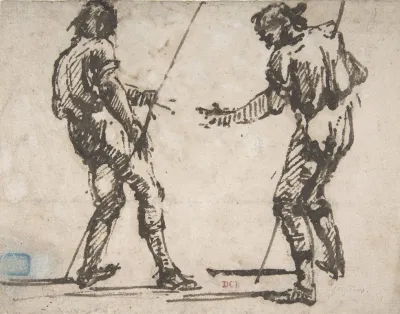 Two Men Holding Long Staffs
