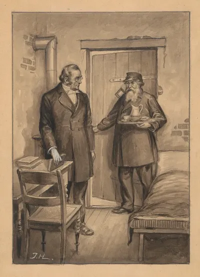 Two Men In A Poor Living Room