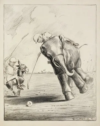 Two Men Playing Polo One Riding The Democratic Party Donkey And The Other The Republican Party Elephant