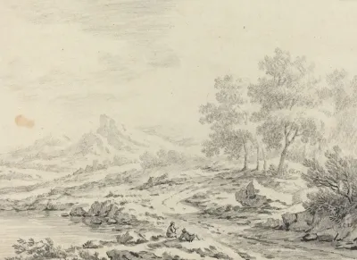 Two Men Resting Near A Lake