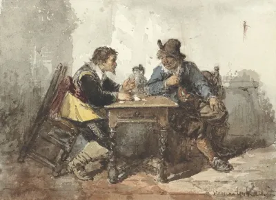 Two Men Sitting At A Table