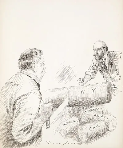 Two Men Taft And Hughes Saw Chunks Off Of A Log
