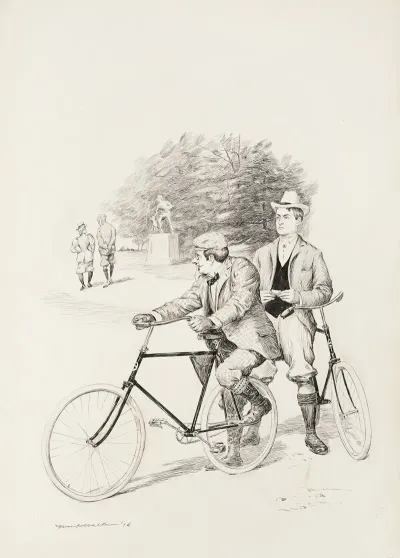 Two Men With Bicycles In A Park