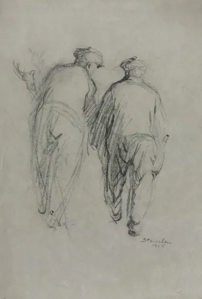 Two Men Working Rear View
