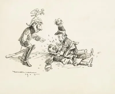 Two Military Leaders Fight Watched By Kaiser Wilhelm Ii