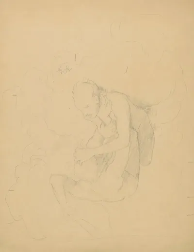 Two Naked Men Fighting In The Clouds
