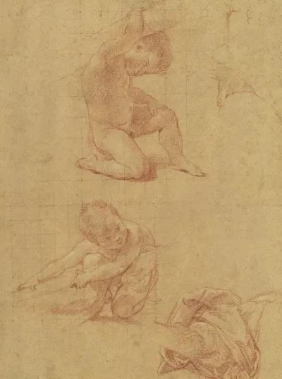 Two Nude Children Lifting A Cudgel