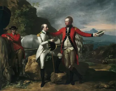 Two Officers And A Groom In A Landscape