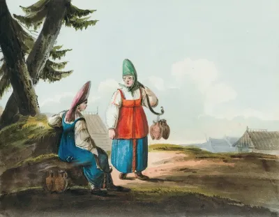 Two Peasant Women In Conversation