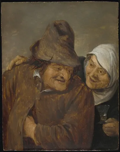 Two Peasants With A Glass Of Wine