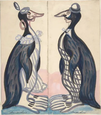 Two Penguins Male And Female