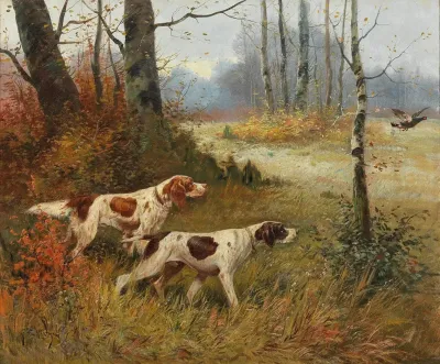 Two Pointing Dogs