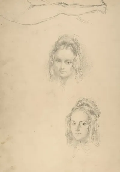 Two Portrait Studies Of The Artists Wife And A Study Of A Leg And Torso