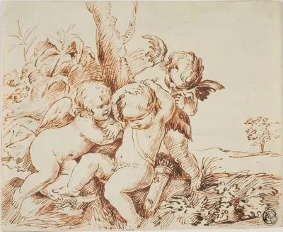Two Putti Blindfolding A Third