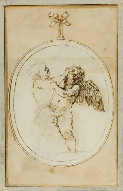 Two Putti Fighting Study For The Galleria Farnese