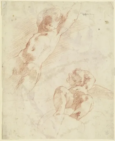 Two Putti Seen From Below