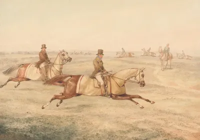 Two Riders Exercising Horses At A Gallop