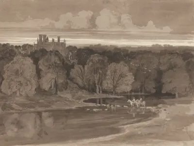 Two Riders Fording A River