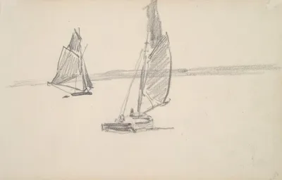 Two Sailboats On Calm Water