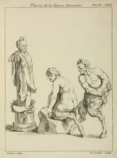 Two Satyrs And The Head Of A Satyr