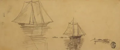 Two Schooners And Dories