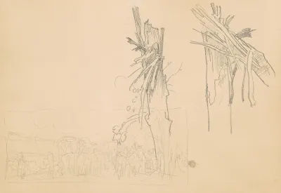 Two Shattered Trees And Study For The Road Verso