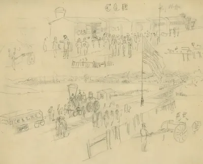 Two Sketches Of A Depot On The Charleston Savannah Railroad
