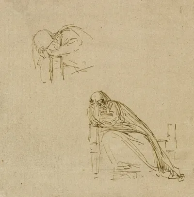 Two Sketches Of A Weeping Woman