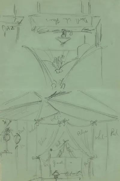 Two Sketches Of Tent Interior