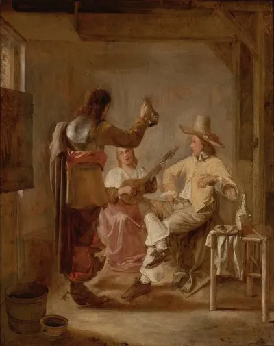 Two Soldiers And A Girl With A Lute