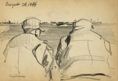 Two Soldiers Looking Out To Sea