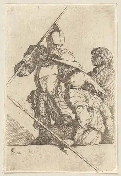 Two Soldiers One In Helmet And Bearded