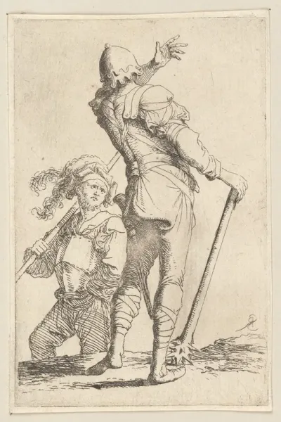 Two Soldiers One Seen From Behind Holding A Club 2