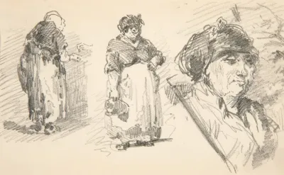 Two Standing Figures And One Head