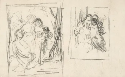 Two Studies For A Figure Composition Including Three Women And A Child