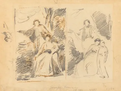 Two Studies For A Portrait Of The Warren Family