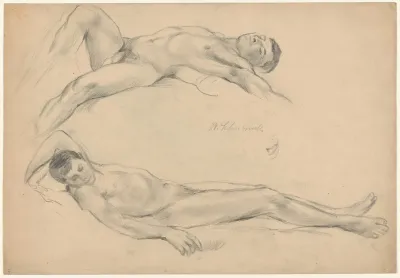 Two Studies Of A Reclining Man